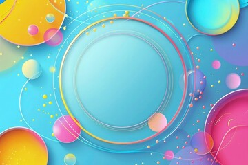 Gradient glassmorphism Colorful background with a transparent circle in the center, simple design, simple lines, flat colors, colorful bubbles, in the style of cartoon animation, circular shape, - obrazy, fototapety, plakaty
