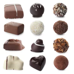 Fotobehang Delicious chocolate candies isolated on white, set © New Africa