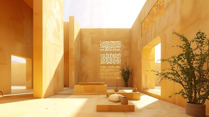 an AI image depicting the minimalist charm of an artist studio in AlUla, Saudi Arabia, 