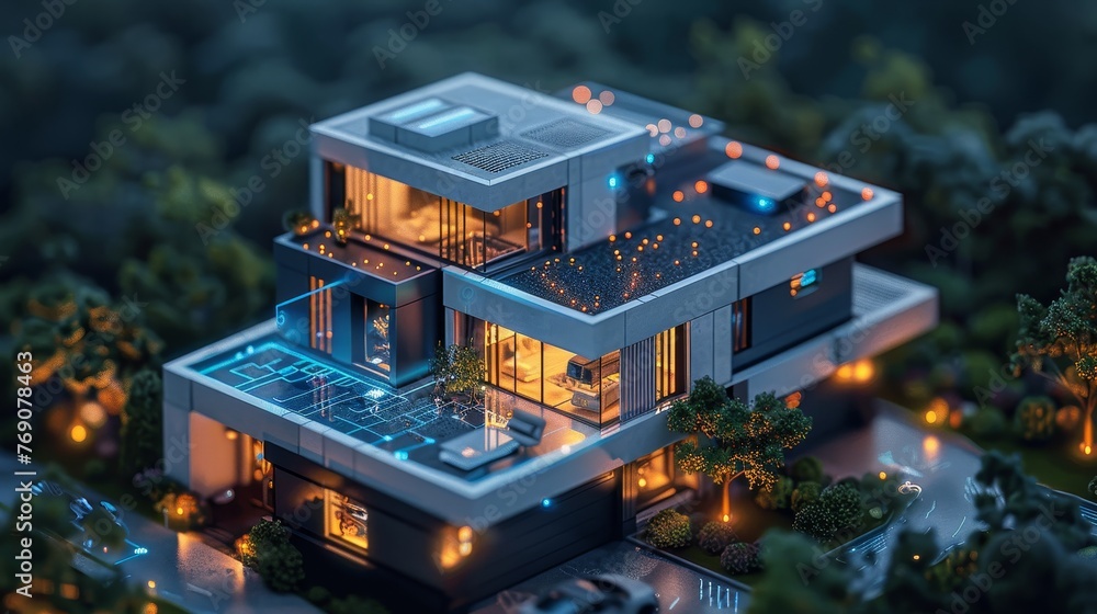 Poster technology: a modern smart home with interconnected devices and automation