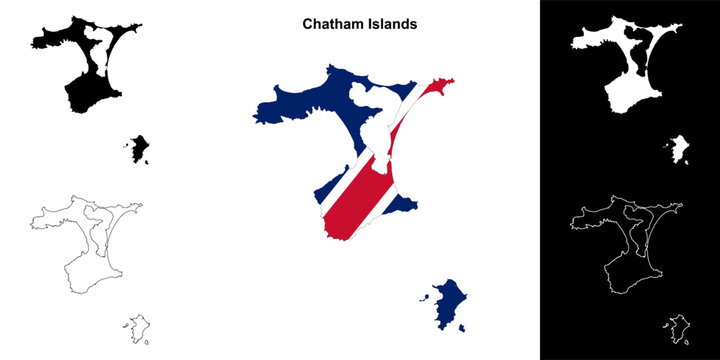 Chatham Islands blank outline map set