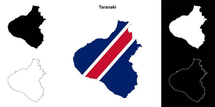 Taranaki blank outline map set