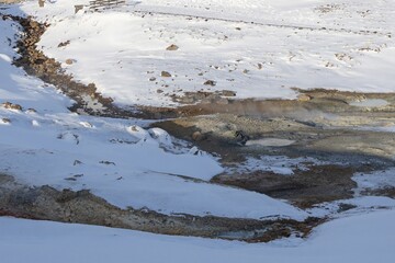 snow in the mountains