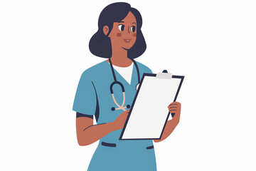 Healthcare Professional with Clipboard Vector Illustration