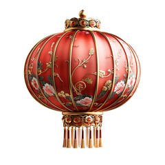 This image features a red Chinese lantern with a golden decorative knot at the top and a tassel hanging down  Generate AI	
