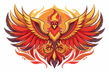 A vector graphic background with a Phoenix as the main middle art white background