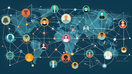 Social Network Connections. Global Communication Concept Illustration. - obrazy, fototapety, plakaty
