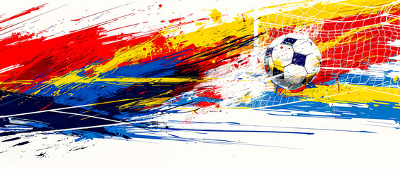 EM 2024 Soccer Football Fever Abstract Artistic Explosion with Ball Wallpaper Poster brainstorming Card Magazine