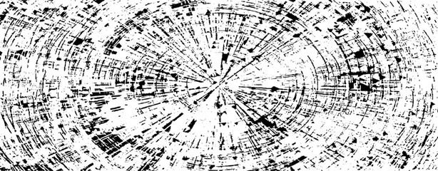 Obraz premium Circular starburst explosion texture. Distressed uneven grunge background. Abstract vector illustration. Overlay to create interesting effect and depth. Isolated on white background.