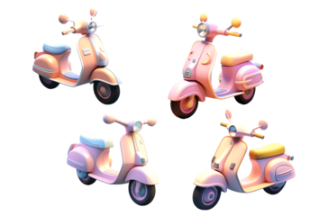 pink scooter 3d rendering