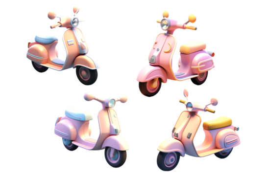 pink scooter 3d rendering