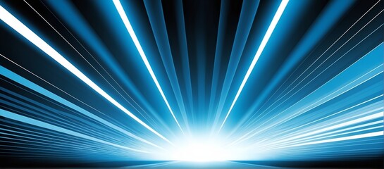 science, futuristic, energy technology concept. Digital image of light rays, stripes lines with blue background - 769084230