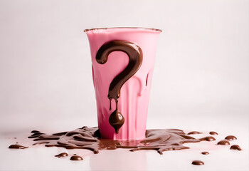 Question mark on brown hot chocolate cup - 769084877