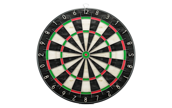 Professional sisal steel bristle dartboard isolated on white or transparent background
