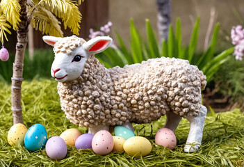 Lamb and eggs. Easter decoration. - 769085020