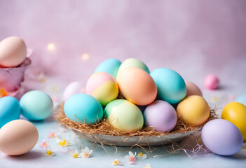 Easter pastel colored eggs - 769085211