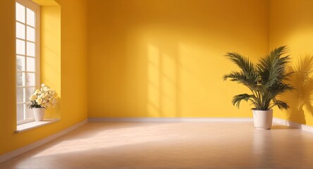 The wall. yellow color gradient studio background for product presentation - 769085472