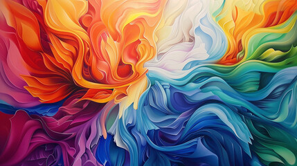 Layers of vibrant colors swirling and blending together, creating a sense of depth and complexity in the artwork.