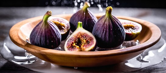 wooden bowl filled with figs - 769085821