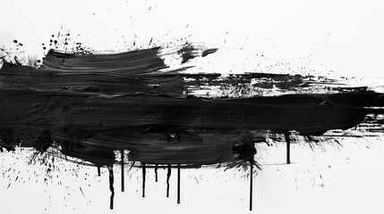 Black paint is smeared with strokes and splashes on a white background.