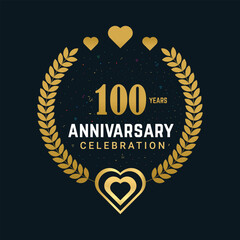100 Years Anniversary celebration vector design, celebrating golden color numbers and elements 100 years Anniversary design.