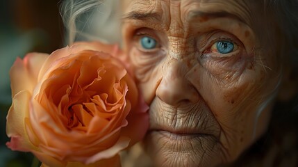 old person with rose