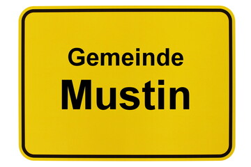 Illustration eines Ortsschildes der Gemeinde Mustin in Mecklenburg-Vorpommern