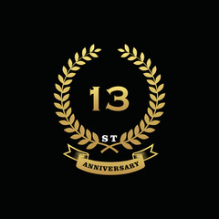 Fototapeta premium 13 th anniversary logo gold