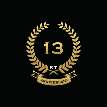 13 th anniversary logo gold