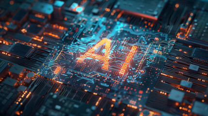 Computer Circuit Board With Letter AI