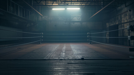 Boxing Ring With Central Light - obrazy, fototapety, plakaty