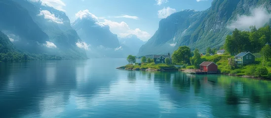 Poster Beautiful landscape of Norway --ar 16:7 --style raw --stylize 750 Job ID: 819ae872-1503-4a7b-adf6-888c6fc7232c © bulegendut
