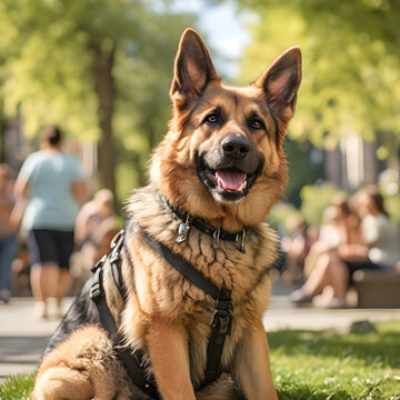 A friendly German Shepherd with a bright and welcoming expression