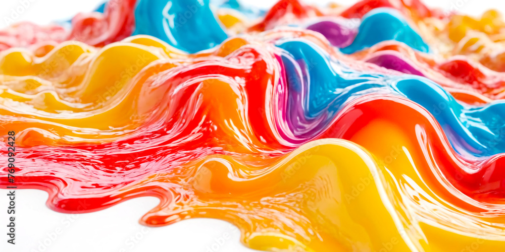 Poster this image captures the dynamic beauty of multi-colored acrylic paint streams in motion. the vibrant