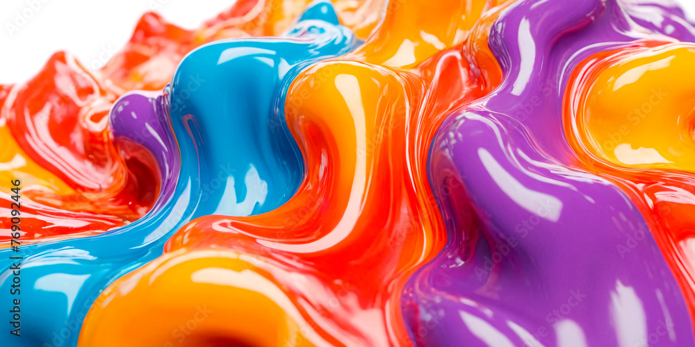 Poster this image captures the dynamic beauty of multi-colored acrylic paint streams in motion. the vibrant
