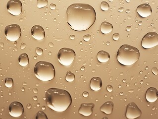 water droplets on all beige matte background with copy space and blank pattern for text or photo backgrdrop