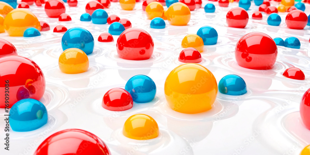 Poster this image captures a vibrant array of multi-colored plastic balls, interconnected in a dynamic netw