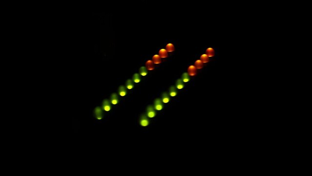 Vummeter, picometer, green and yellow mixing console