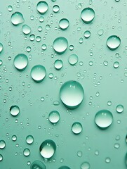 water droplets on all mint matte background with copy space and blank pattern for text or photo backgrdrop