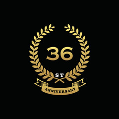 36 th anniversary logo gold