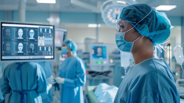 Surgeons Performing Surgery Using Monitor in Hospital