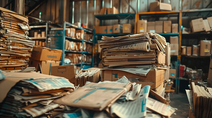 Busy Warehouse Filled With Boxes and Papers