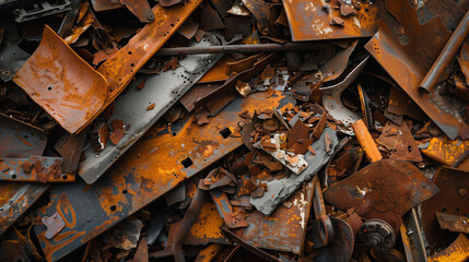 Pile of Rusty Metal Scraps With Rust