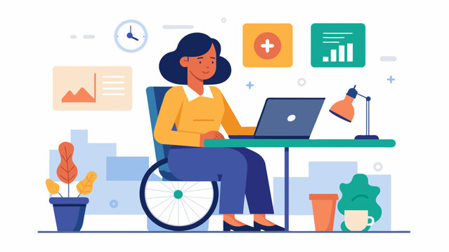 A female employee with a physical disability attending a workshop on accommodations and reasonable modifications under the Americans with