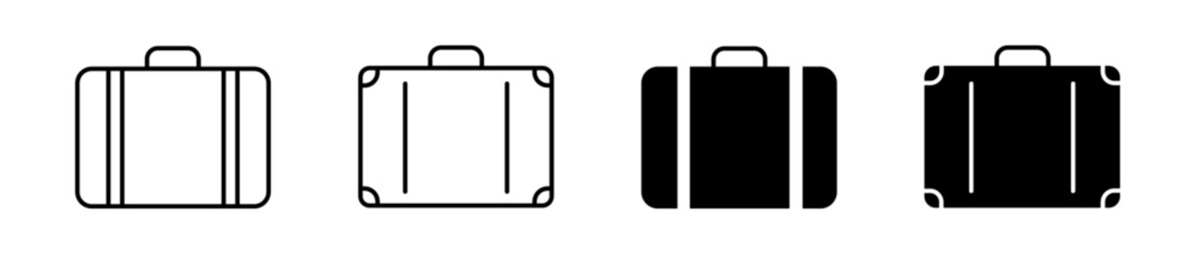 Luggage icon set. Baggage, travel suitcase symbol. Editable stroke. Vector illustration.	
