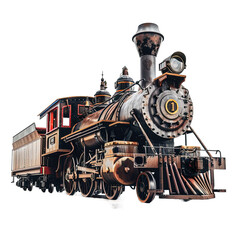Vintage train isolated on white or transparent background