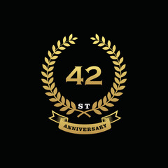 42 th anniversary logo gold