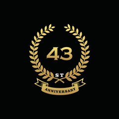 43 th anniversary logo gold