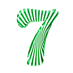 White symbol with green vertical ultra-thin straps. number 7