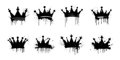 Foto op Plexiglas Set graffiti crown with black spray paint. © OlgaKlyushina